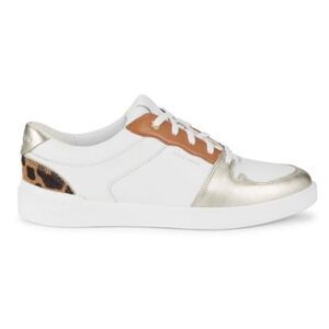Coke Haan Women’s Zero Ground Leather Sneakers W21535. White Metallic 7.5 B